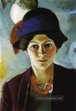 August Macke Werke - Porträt der Künstler Ehefrau Elisabeth mit einem Hut Fraudes Kunstlersmi August Macke